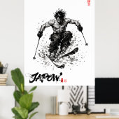 Snowboard Brush Art - Standing Samurai Musashi ski Poster (Heimbüro)