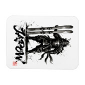 Snowboard Brush Art - Standing Samurai Ski Magnet (Horizontal)