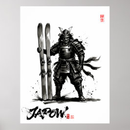 Snowboard Brush Art - Standing Samurai Ski Poster