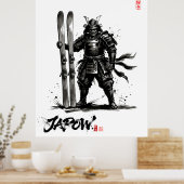 Snowboard Brush Art - Standing Samurai Ski Poster (Küche)