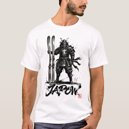 Snowboard Brush Art - Standing Samurai Ski T-Shirt (Vorderseite)