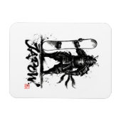 Snowboard Brush Art - Standing Samurai snowboard Magnet (Horizontal)