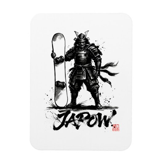 Snowboard Brush Art - Standing Samurai snowboard Magnet (Vertikal)