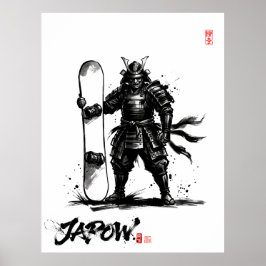 Snowboard Brush Art - Standing Samurai Snowboard Poster