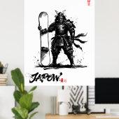 Snowboard Brush Art - Standing Samurai Snowboard Poster (Heimbüro)