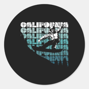 Snowboard California Ca Retro Vintag Snowboard Runder Aufkleber