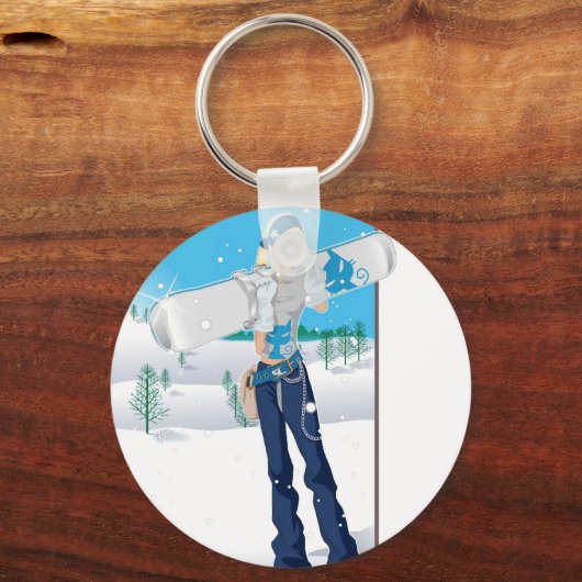 Snowboard Chick Schlüsselanhänger (Vorderseite)