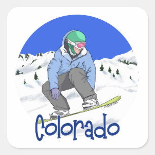 Snowboard Colorado Quadratischer Aufkleber