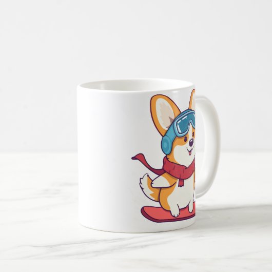 Snowboard-Corgi Perfekt für Hundefans Kaffeetasse (VorderseiteRechts)