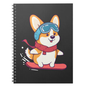 Snowboard-Corgi Perfekt für Hundefans Notizblock
