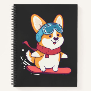 Snowboard-Corgi Perfekt für Hundefans Notizblock