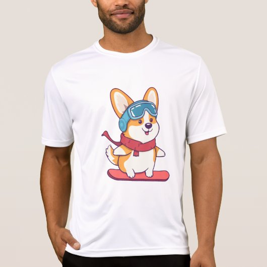 Snowboard-Corgi Perfekt für Hundefans T-Shirt (Vorderseite)