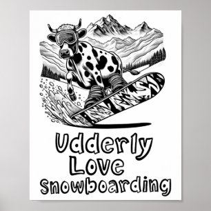 Snowboard Cow Shredder Pisten - Snowboard Poster