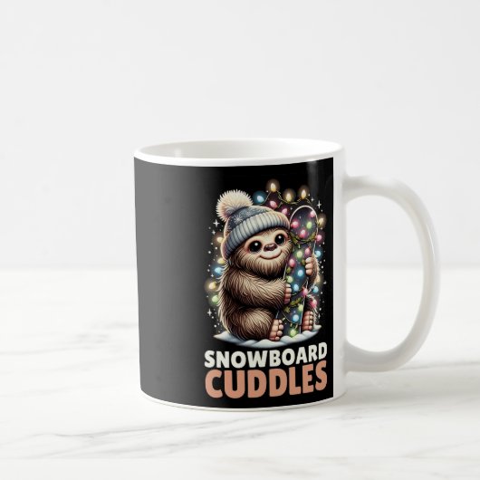 Snowboard Cuddles Christmas Lit Bigfoot Snowboard Kaffeetasse (Rechts)