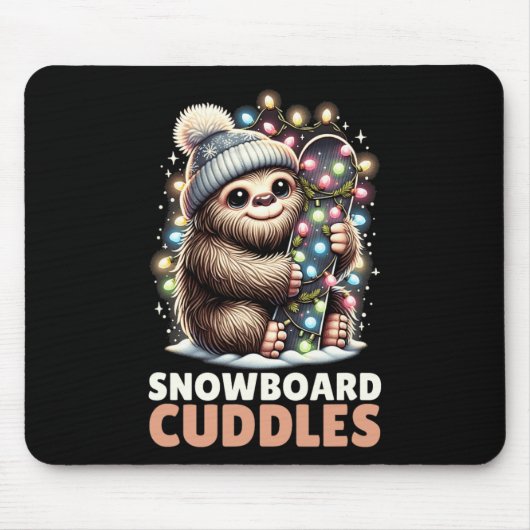 Snowboard Cuddles Christmas Lit Bigfoot Snowboard Mousepad (Vorne)