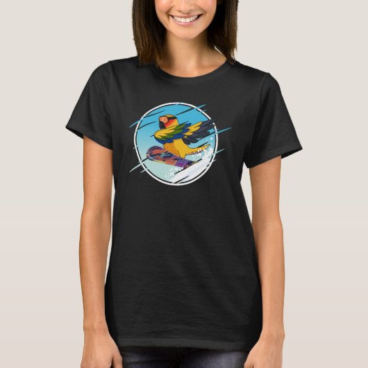 Snowboard Dabbing Parrot I Sun Construction T-Shirt (Vorderseite)