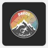 Snowboard Davos Switzerland Quadratischer Aufkleber (Vorderseite)