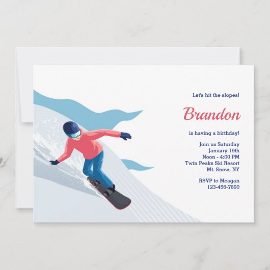 Snowboard-Einladungen Einladung (Vorderseite)
