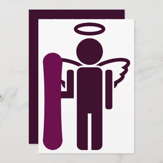 Snowboard-Engel Einladung (Vorne/Hinten)