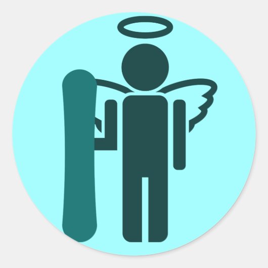 Snowboard-Engel Runder Aufkleber (Vorderseite)