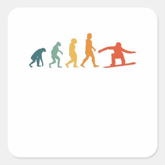 Snowboard Evolution Retro Snowboarder Winter Quadratischer Aufkleber (Vorderseite)