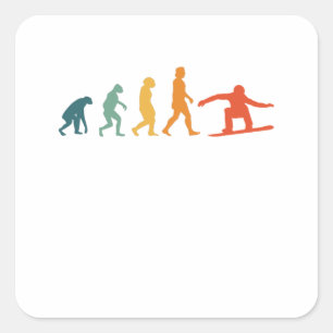 Snowboard Evolution Retro Snowboarder Winter Quadratischer Aufkleber