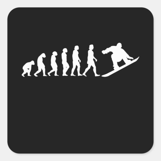 Snowboard Evolution Snowboarden Geschenk Quadratischer Aufkleber (Vorderseite)