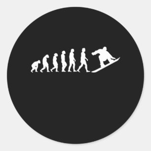 Snowboard Evolution Snowboarden Geschenk Runder Aufkleber