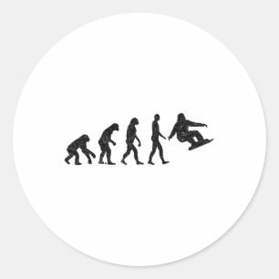 Snowboard-Evolution - Snowboarden Wintersportler Runder Aufkleber