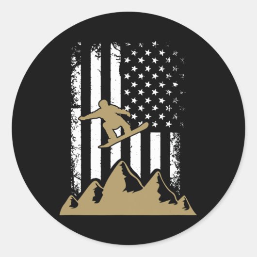 Snowboard Flag Winter Snowboarden Sport Ski Gesche Runder Aufkleber (Vorderseite)