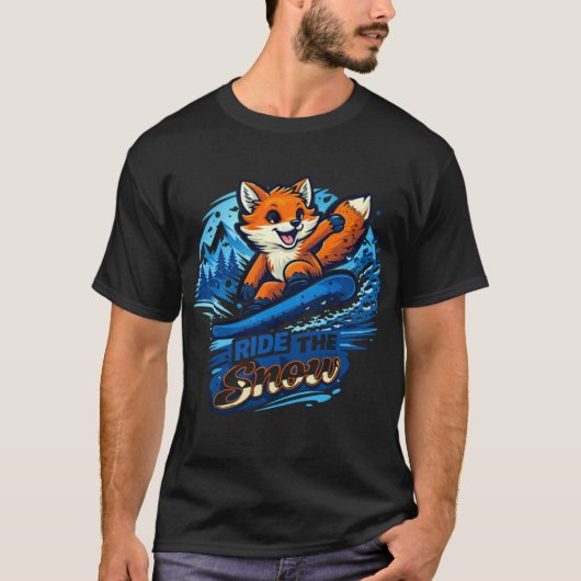 Snowboard Fox Ride den Schnee Winter Design T-Shirt (Vorderseite)