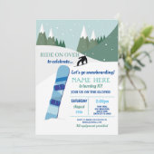 Snowboard Geburtstagsparty Pisten Schnee Einladung (Stehend Vorderseite)