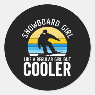 Snowboard Girl Cooler Vintager Sonnenuntergang Sno Runder Aufkleber
