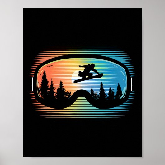 Snowboard Goggles Vintages Mountain Snowboarden Rü Poster (Vorne)