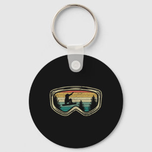 Snowboard Googles Big Air Silhouette Retro Bäume Schlüsselanhänger