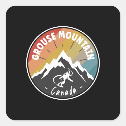 Snowboard Grouse Mountain Canada Quadratischer Aufkleber (Vorderseite)