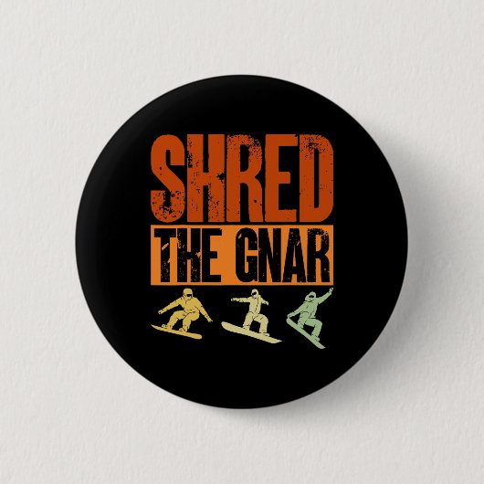 Snowboard hat das Gnar Ski Winter Mountain Geschen Button (Vorderseite)