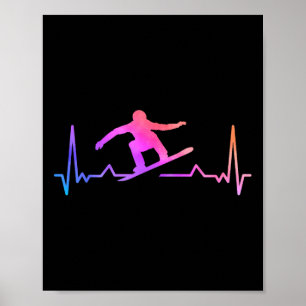 Snowboard Heartbeat 80er 90er Retro Winter Snowboa Poster