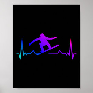 Snowboard Heartbeat 80er 90er Retro Winter Snowboa Poster