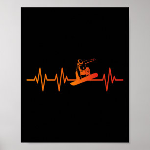 Snowboard Heartbeat 80er 90er Retro Winter Snowboa Poster