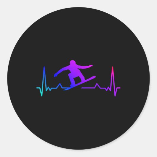 Snowboard Heartbeat 80er 90er Retro Winter Snowboa Runder Aufkleber (Vorderseite)