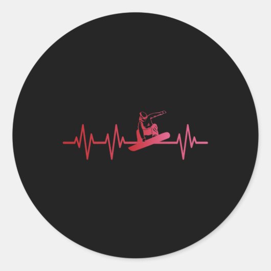 Snowboard Heartbeat 80er 90er Retro Winter Snowboa Runder Aufkleber (Vorderseite)