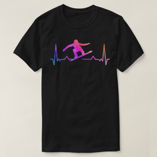 Snowboard Heartbeat 80er 90er Retro Winter Snowboa T-Shirt (Design vorne)