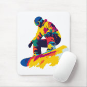 Snowboard-Illustration Wasserfarben Kunstmalerei Mousepad (Mit Mouse)