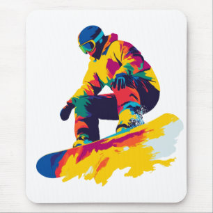 Snowboard-Illustration Wasserfarben Kunstmalerei Mousepad