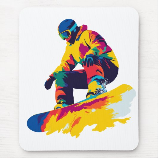 Snowboard-Illustration Wasserfarben Kunstmalerei Mousepad (Vorne)