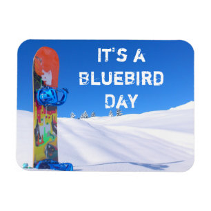 Snowboard im Schnee, Bluebird Day Magnet