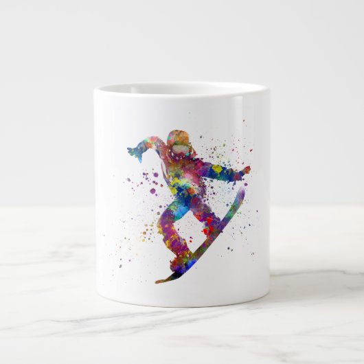 Snowboard in Aquarell Jumbo-Tasse (Vorderseite)