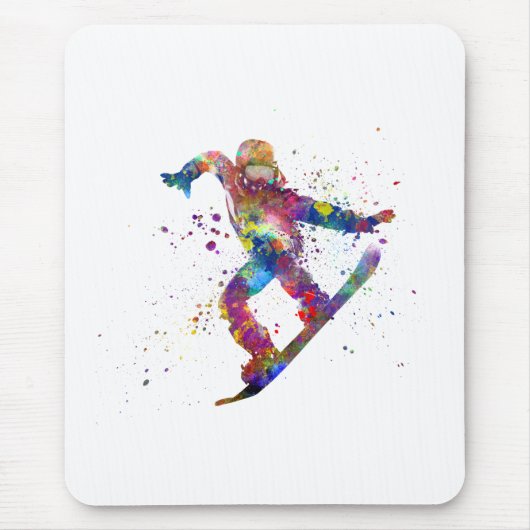Snowboard in Aquarell Mousepad (Vorne)
