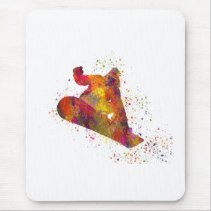 Snowboard in Aquarell Mousepad